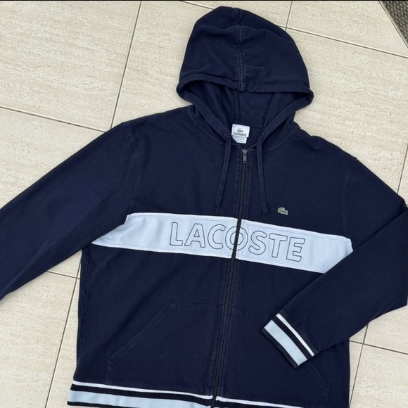Lacoste Kids Navy Hoodie Jacket - Picture 1 of 3